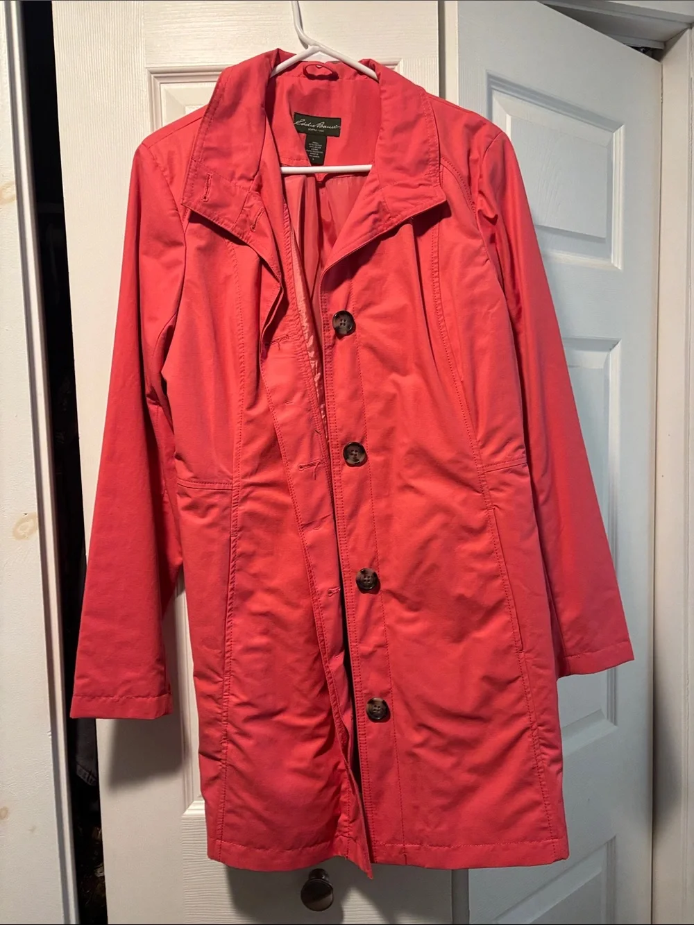 Eddie Bauer Coral-Red Lightweight Trench Coat
